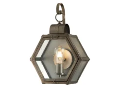 LED Rustikale Außenwand Laterne hängend sechseckig, Bronze Höhe 48cm