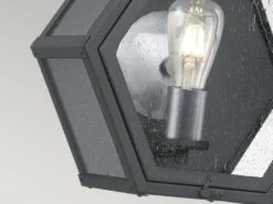 LED Rustikale Außenwand Laterne hängend sechseckig, Schwarz Höhe 48cm
