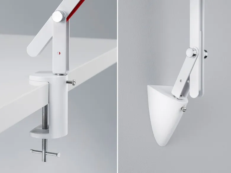 LED Schreibtischlampe AMSTERDAM Weiß, auch zum Klemmen, Höhe max. 90cm