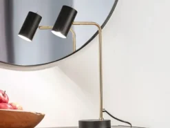 LED Schreibtischlampe in Messing / Schwarz matt, Spot schwenkbar, Höhe 45cm