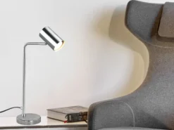 LED Schreibtischlampe in Silber matt, Spot schwenkbar, Höhe 45cm