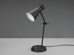 LED Schreibtischlampe mit Gelenkarm Metallschirm in Schwarz, Höhe 50cm