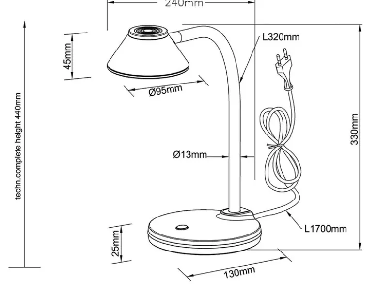 LED Schreibtischleuchte BERRY flexibel, Kunststoff Weiß, 33cm hoch