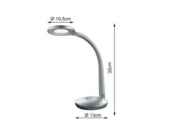 LED Schreibtischleuchte COBRA Silber, Flexgelenk & Sensordimmer, Höhe 32cm