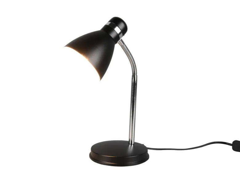LED Schreibtischleuchte flexibel, Chrom & Metallschirm Schwarz, 33cm