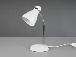 LED Schreibtischleuchte flexibel, Chrom & Metallschirm Weiß, 33cm