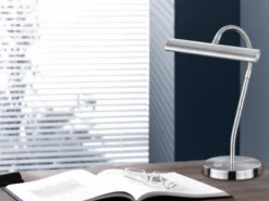 LED Schreibtischleuchte in Silber matt, 2er SET mit 4-Stufen Dimmer