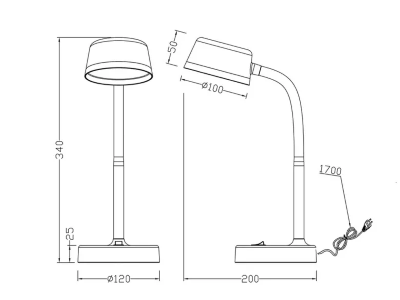 LED Schreibtischleuchte KIKO flexibel, Kunststoff Weiß, 34cm hoch