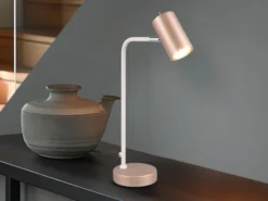 LED Schreibtischleuchte Metall Coffee / Weiß, Spot schwenkbar, Höhe 45cm
