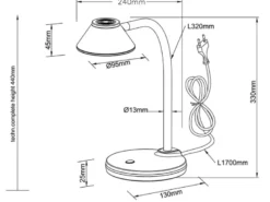 LED Schreibtischleuchten 2er SET flexibel, Kunststoff Titan, 33cm hoch