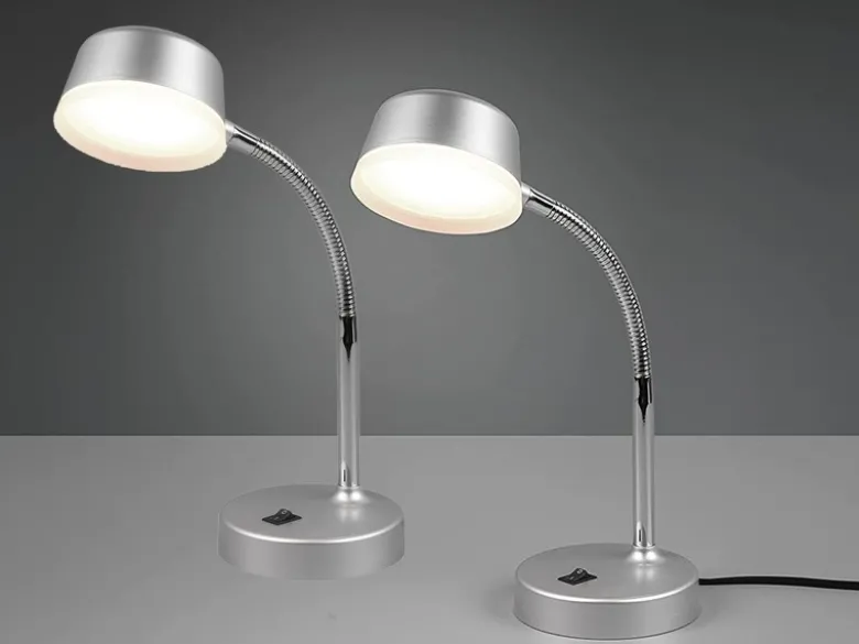 LED Schreibtischleuchten 2er SET flexibel, Kunststoff Titan, 34cm hoch