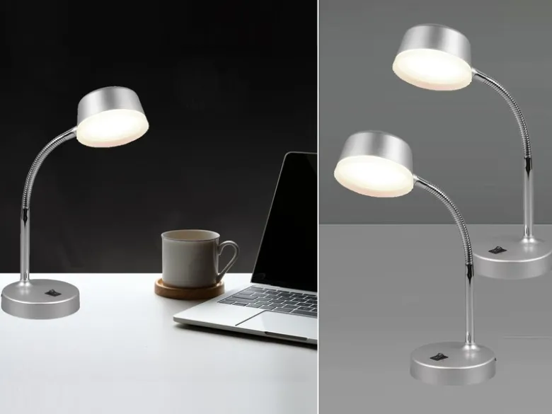 LED Schreibtischleuchten 2er SET flexibel, Kunststoff Titan, 34cm hoch