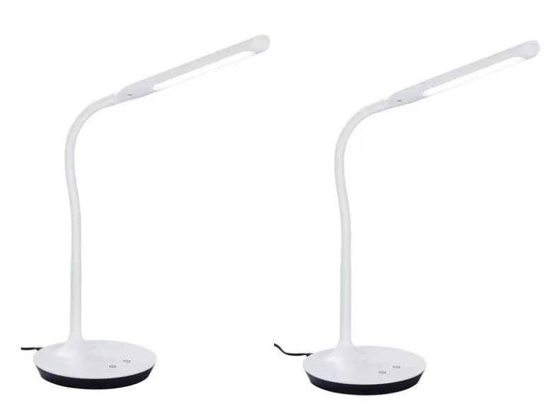 LED Schreibtischleuchten 2er SET Weiß, dimmbar, Flexgelenk, 41cm hoch