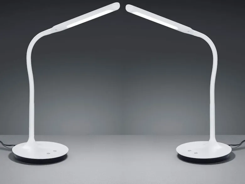 LED Schreibtischleuchten 2er SET Weiß, dimmbar, Flexgelenk, 41cm hoch