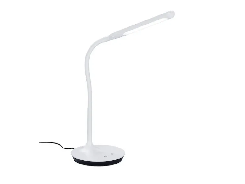 LED Schreibtischleuchte POLO Weiß matt dimmbar 41cm hoch mit Flexgelenk