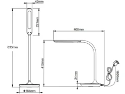 LED Schreibtischleuchte POLO Weiß matt dimmbar 41cm hoch mit Flexgelenk