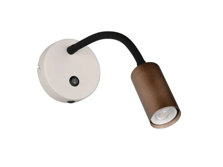 LED Schwanenhals Leselampe Coffee / Grau mit Schalter, Breite 10cm
