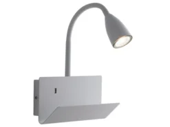 LED Schwanenhals Leselampe Weiß mit Ablage & USB-Ladefunktion, B. 23cm