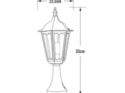 LED Sockelleuchte aus Aluminium Weiß, antike E27 Gartenlaterne, Höhe 55cm