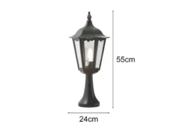 LED Sockelleuchte aus Aluminium Grün, antike E27 Gartenlaterne, Höhe 55cm