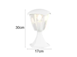 LED Sockelleuchte aus Aluminium im Landhausstil Weiß, Höhe 30cm
