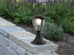 LED Sockelleuchte aus Aluminium im Landhausstil Schwarz, Höhe 30cm