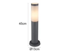 LED Sockelleuchte aus Edelstahl in Anthrazit & Opal, Höhe 45cm