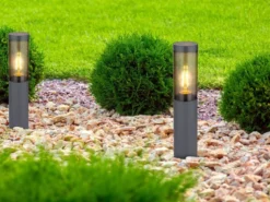 LED Sockelleuchte aus Edelstahl in Anthrazit & Rauchfarben, Höhe 45cm