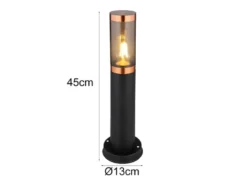 LED Sockelleuchte aus Edelstahl in Schwarz & Kupfer, Höhe 45cm