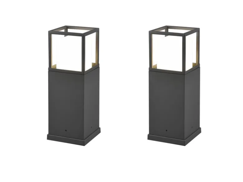 LED Sockelleuchte 2er SET im Bauhausstil Anthrazit, Höhe 40cm