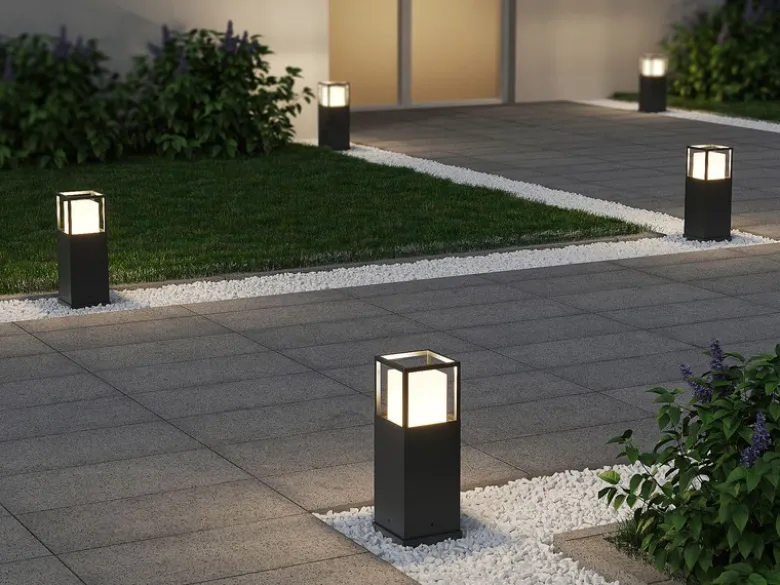 LED Sockelleuchte 2er SET im Bauhausstil Anthrazit, Höhe 40cm