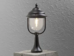 LED Sockelleuchte, Gartenlaterne im Landhausstil Schwarz, Höhe 54cm