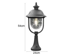 LED Sockelleuchte, Gartenlaterne im Landhausstil Schwarz Silber, Höhe 54cm