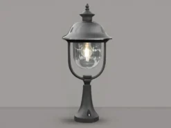 LED Sockelleuchte, Gartenlaterne im Landhausstil Schwarz Silber, Höhe 54cm