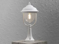 LED Sockelleuchte, Gartenlaterne im Landhausstil Weiß, Höhe 54cm