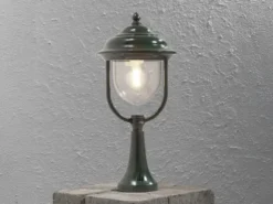 LED Sockelleuchte, Gartenlaterne im Landhausstil Grün, Höhe 54cm
