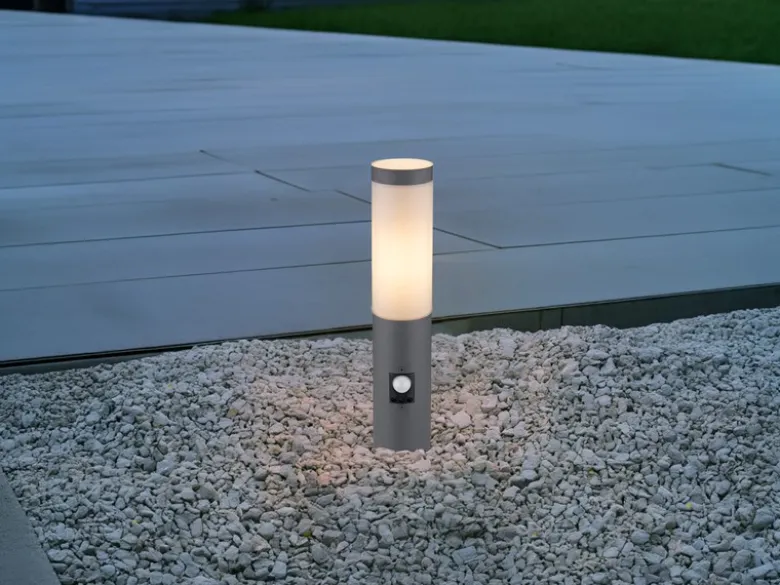 LED Sockelleuchte in Anthrazit & Opal mit Bewegungsmelder, Höhe 45cm