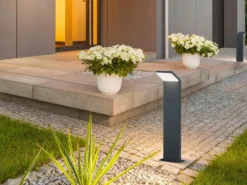 LED Sockelleuchten 3er SET Aluminium Anthrazit, Höhe 50cm, IP54