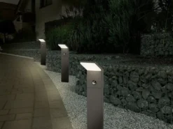 LED Sockelleuchten mit Bewegungsmelder 2er SET Anthrazit, IP54, H50cm