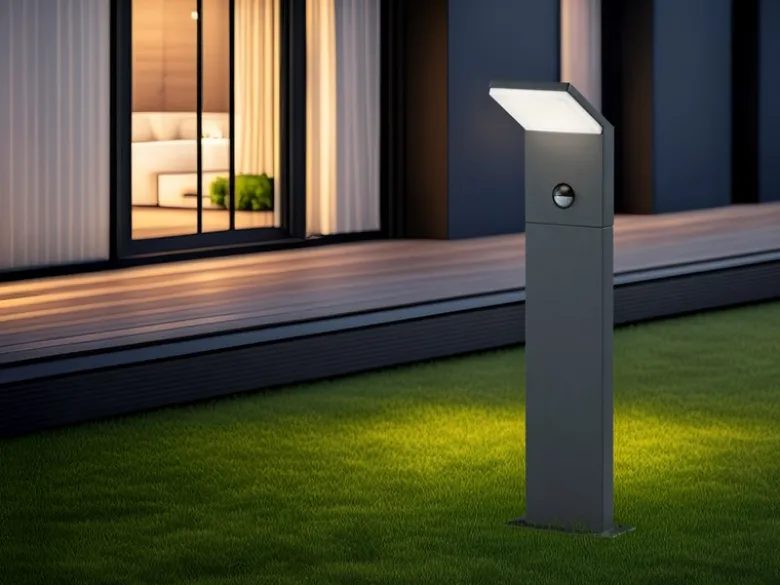 LED Sockelleuchten mit Bewegungsmelder 2er SET Anthrazit, IP54, H50cm