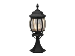 LED Sockelleuchte nostalgische Laterne Aluminium Schwarz, Höhe 49cm