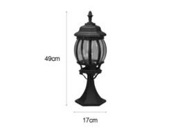 LED Sockelleuchte nostalgische Laterne Aluminium Schwarz, Höhe 49cm
