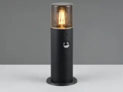 LED Sockelleuchte Schwarz Rauchgrau mit Bewegungsmelder, Höhe 30cm