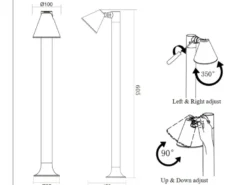 LED Sockelleuchte Spot schwenkbar in Anthrazit, Höhe 60cm, IP44