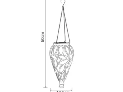 LED Solarlaternen Hängeleuchten 2er Set, Lampenschirm klar, Höhe 50cm