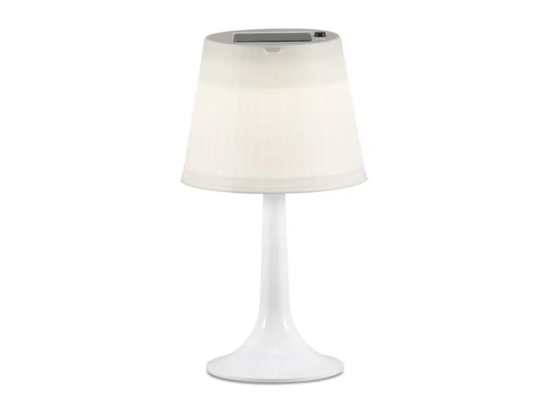 LED Solar Outdoor Tischleuchte ASSISI aus Kunststoff Weiß, Höhe 36cm