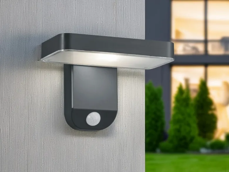 LED Solar Wandleuchte Außenleuchte ESQUEL mit Bewegungsmelder in Anthrazit