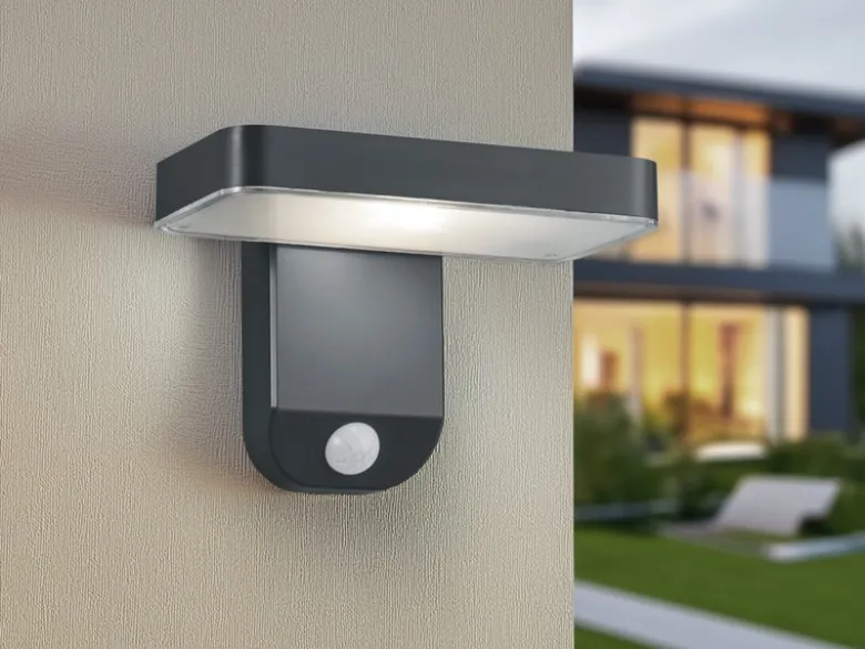 LED Solar Wandleuchte Außenleuchte ESQUEL mit Bewegungsmelder in Anthrazit