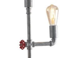 LED Stehlampe 3-flammig Wasserrohr Optik in Grau antik, Höhe 159cm