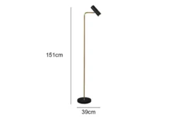 LED Stehlampe in Messing & Schwarz matt, Spot schwenkbar, Höhe 151cm